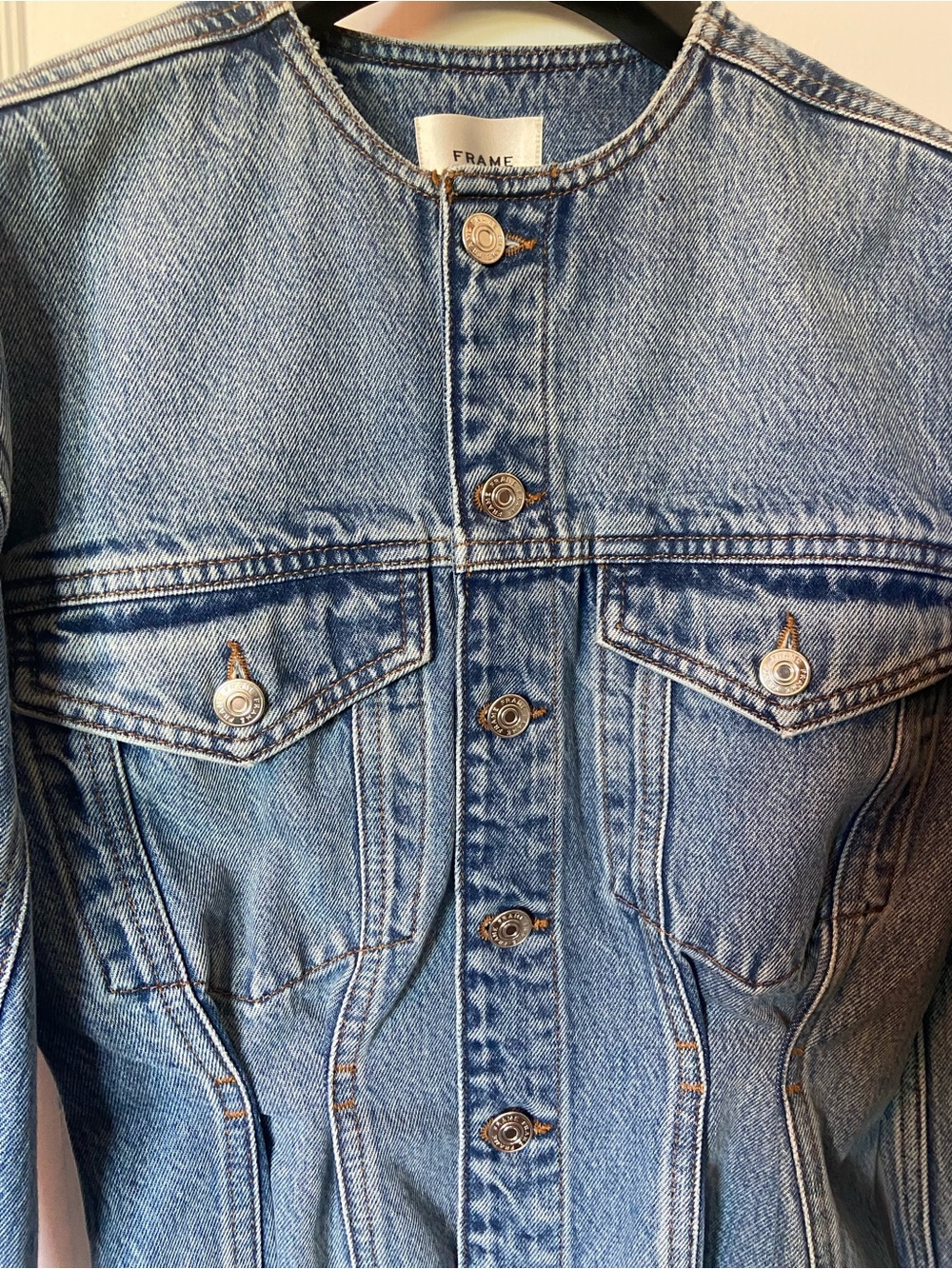 Frame Denim Light Blue Denim Jacket with Contrast Stitching - Picture 6 of 8